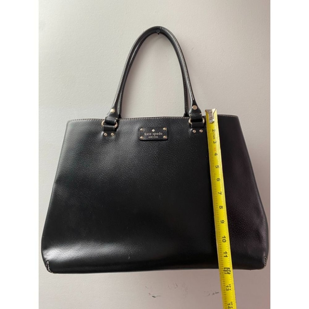 KATE SPADE Black Large Leather Tote Good Condition_3